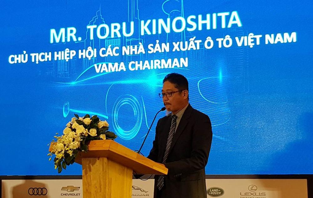 Ông Kinosita - Chủ tịch VAMA phát biểu tại buổi họp báo VMS 2018 2