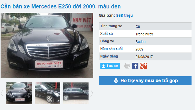 Thông tin rao bán Mercedes E250 2009