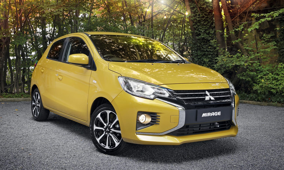 Chiếc Mitsubishi Mirage 2020 màu vàng trẻ trung mới được ra mắt. Mitsubishi Mirage 2020 màu vàng