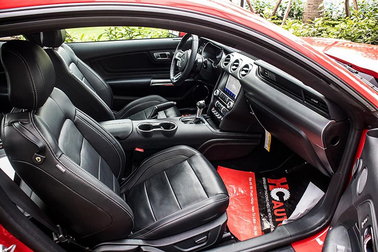 Những chiếc ghế trên Ford Mustang Premium bản kỷ niện 55 năm tại Việt Nam được bọc da thay vì nỉ như bản tiêu chuẩn. Hàng ghế trước có tính năng chỉnh điện, kích thước ghế sau thu hẹp và chỉ dành cho trẻ em. Thay vì sử dụng dạng cơ truyền thống như bản trước, đồng hồ Ford Mustang mới là dạng kỹ thuật số. ghế trên Ford Mustang Premium bản kỷ niện 55 năm