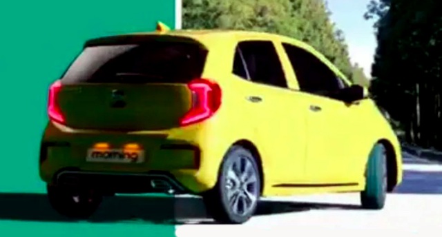 Tổng thể chiếc Kia Morning 2021 màu vàng mới bị lộ diện. Kia Morning 2021 màu vàng