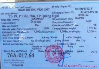 Daewoo Racer 1994 - Cần bán gấp Daewoo Racer đời 1994, màu đỏ, nhập khẩu, giá 40tr
